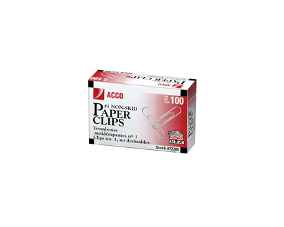 ACCO # 1 Non-Skid Paper Clips - 100s