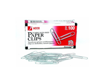 ACCO Jumbo Non-Skid Paper Clips - 100s