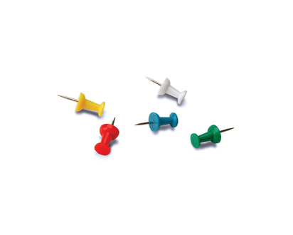 ACCO Push Pins - Assorted - 100 Count