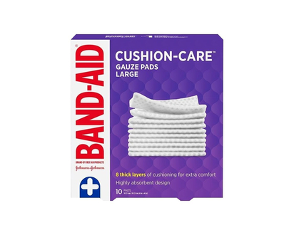 BAND-AID Cushion-Care Gauze Pads - 10.2 x 10.2 cm - Large - 10's