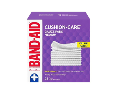 BAND-AID Cushion-Care Gauze Pads - 7.6 x 7.6 cm - Medium - 25's