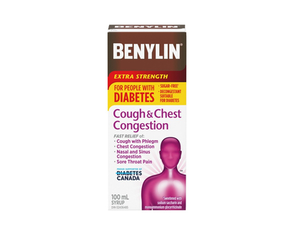 Benylin Extra Strength Cough & Chest Congestion Syrup for People with Diabetes - 100ml