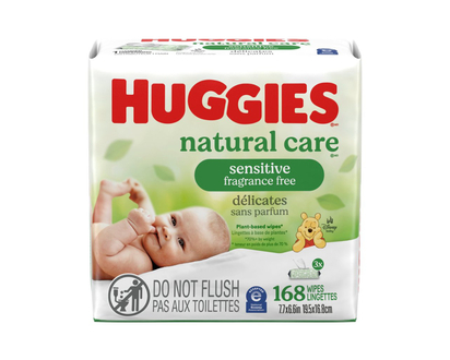 Huggies Natural Care Baby Cleaning Wipes - 3 x 56 Wipes