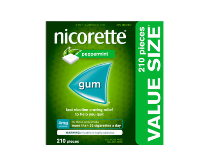 Nicorette Nicotine Gum Stop Smoking Aid - Ultra Fresh Mint - 4mg - 210s