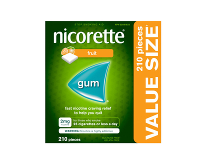 Nicorette Nicotine Gum Stop Smoking Aid - Fresh Fruit - 2mg - 210s
