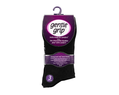 Gentle Grip Ladies Crew Sock - Solid Black