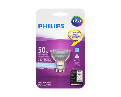Philips GU10 LED Light Bulb - Daylight - 4.5w/50w