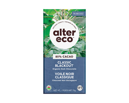 Alter Eco Deep Dark Organic Chocolate - 85% Cacao - Blackout - 80g