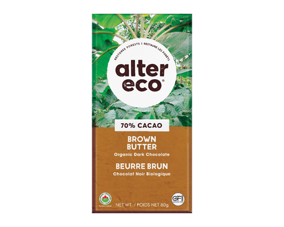 Alter Eco Deep Dark Salted Organic Chocolate -70% Cacao - Brown Butter - 80g