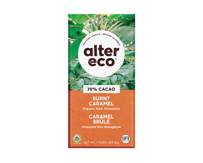 Alter Eco Deep Dark Salted Organic Chocolate Bar - 70% Cacao - Burnt Caramel - 80g