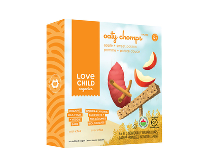 Love Child Organics Oaty Chomps Bars - Apple + Sweet Potato - 6 x 23g