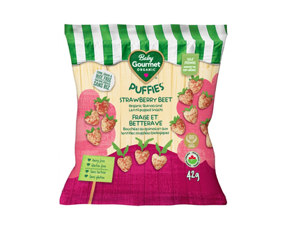 Baby Gourmet Puffies Quinoa and Lentil Puff Snacks - Strawberry Beet - 42g