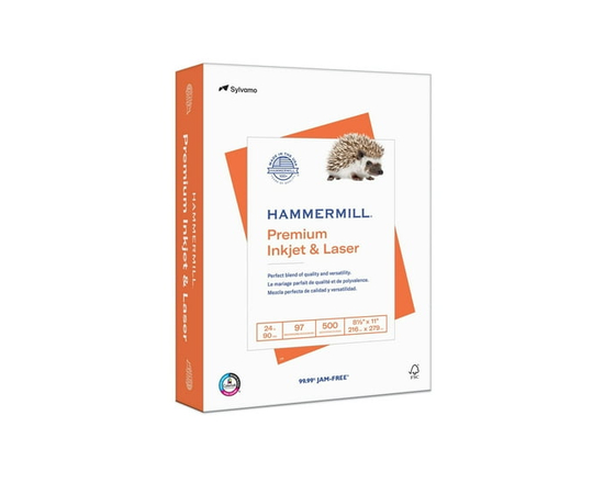 Hammermill Premium Inkjet & Laser Printer Paper, 8.5" x11", 24 lb, 96 Bright, White - Letter A Size (8.5 in x 11 in)
