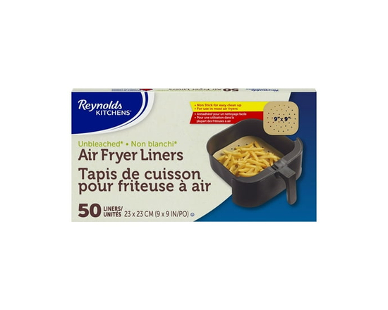 Reynolds Kitchens Tapis de Cuisson pour Friteuse à Air Chaud 9 Pouces Papier Parchemin Non Blanchi, 50 Feuilles - I-9