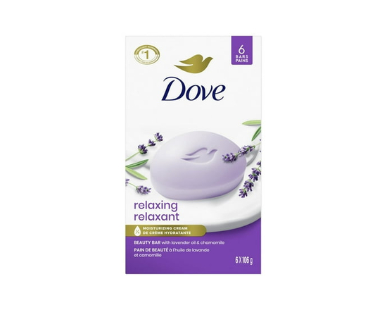 Dove Pain de Beauté 1/4 de Crème Hydratante Relaxant, 106 g (6 pains) - 6 Barres