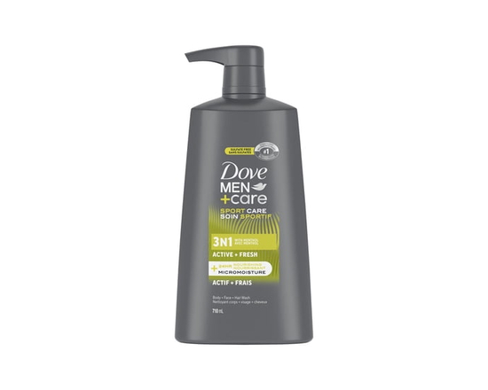 Dove Men+Care 3-N-1 Body + Face + Hair Wash Active + Fresh 24H Nourishing, 710 ml - 710 mL