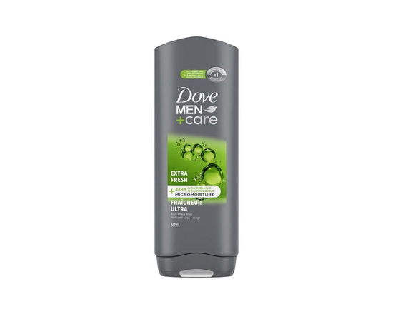 Dove Men+Care Body and Face Wash, with 24-hour Nourishing Micromoisture, Extra Fresh, Men's Body Wash, 532ml - 532mL