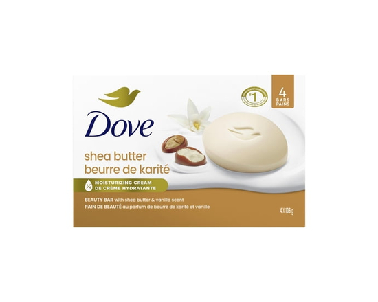 Dove Beauty Bar Soap for Nourished, Radiant Skin, Shea Butter Enriches Skin (4 Bars) - 4 Bars
