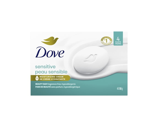 Dove Sensitive Skin Beauty Bar More Moisturizing Than Bar Soap (4 Bars) - 4 Bars