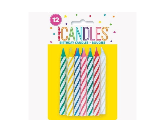 Unique Industries 12 Multi-Color Spiral Candles
