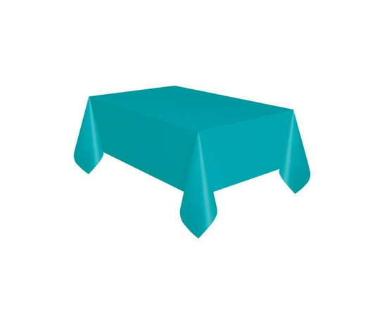 Unique Industries Teal Solid Rectangular Plastic Tablecloths, 54" x 108" - L
