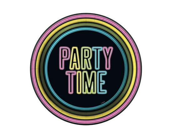 Unique Industries' Neon Rainbow Round 7" Plates, 8ct