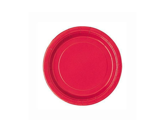 Assiettes en carton rondes rouges ravissantes de 18 cm (7 po) de Unique Industries, paquet de 24 - 7 pouces