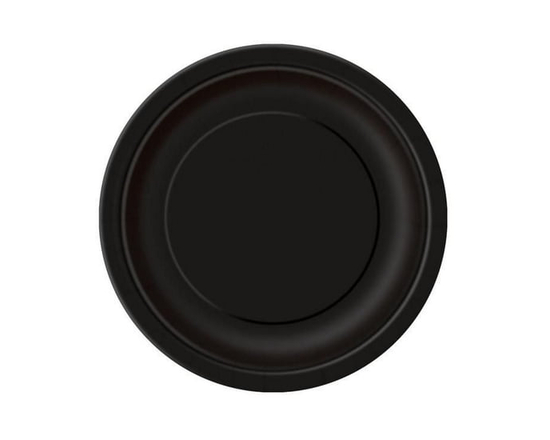 Assiettes en carton rondes noires de 23 cm (9 po) de Unique Industries, paquet de 20 - 9 pouces