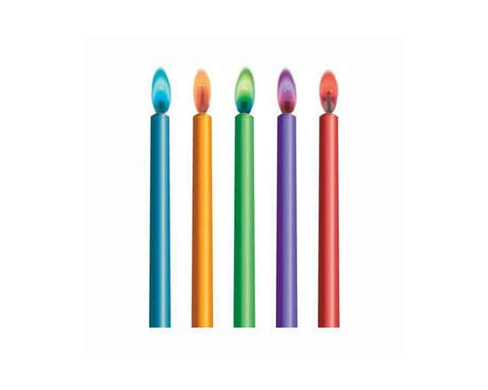 Color Flame Birthday Candles in Holders