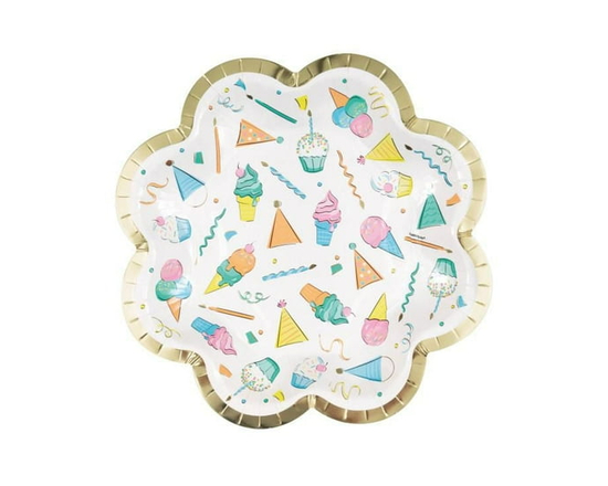 Unique Industries' Rainbow Birthday Sweets Shaped-Edge 8.25" Paper Plates, 8ct