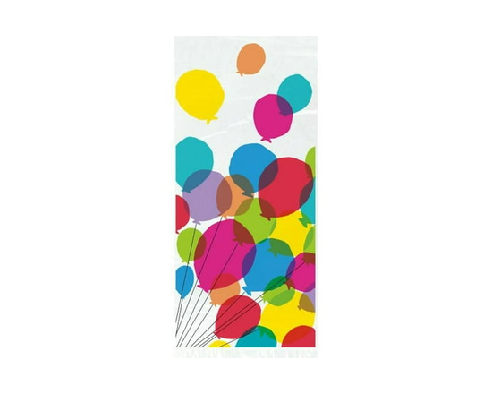 Balloons & Rainbow Birthday Cellophane Bags, 5" x 11", 20ct