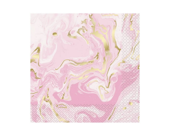 Pink Marble Lunch Napkins, 16 CT