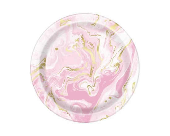 Pink Marble Round 9" Dinner Plates, 8ct