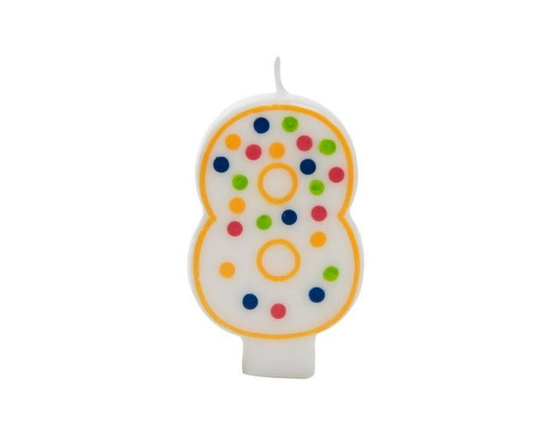 Unique Industries' Polka Dot Number "8" Birthday Candle