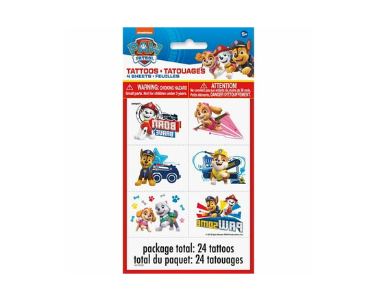 24 PAW PATROL Tatouages - une Taille