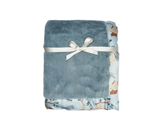 Modern Moments by Gerber Baby 1 Pack Plush Blanket with Satin Trim - One Size (Blue)