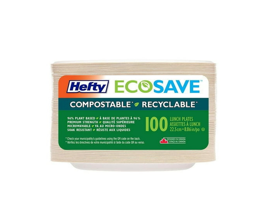 Hefty ECOSAVE 8.86" Lunch Plates, 100 Plates
