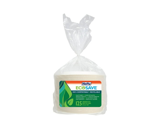Hefty EcoSave® Luncheon Paper Plates Compostable Disposable Plates, 125 Plates