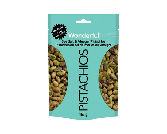 Wonderful Pistachios No Shells Sea Salt & Vinegar Nuts, 155g Resealable Bag - 155 g