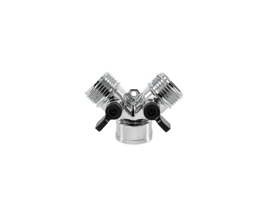Camco Fresh Water Hose Wye Valve, Metal - Converts a Single-Line Hose Outlet to Two Hose Outlets (20114) - 1pk