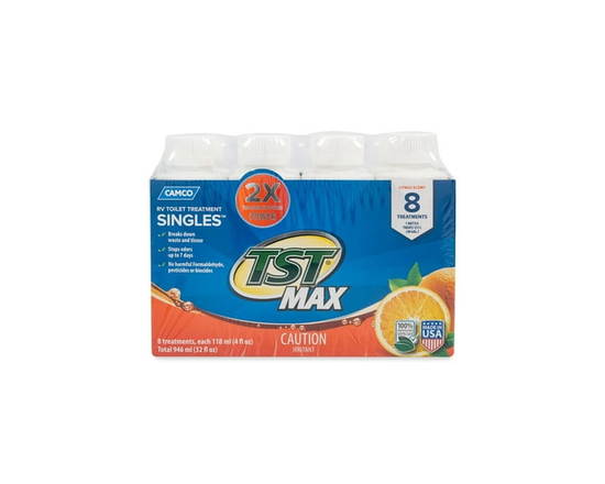 Camco 41198 TST Max RV Toilet Treatment Singles - Citrus Scent, 8 Treatments - 8