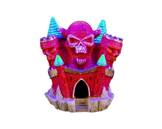 Marina iGlo Aquarium Aquarium Ornament, Skull Castle - 3.5 in H x 3.25 in W x 4 in H