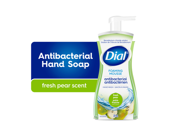 Dial Antibacterial Foaming Hand Wash, Fresh Pear Scent, 221ml, Dermatologist Tested, pH Balanced, Free from Silicones, Parabens, Phthalates, SLES/SLS