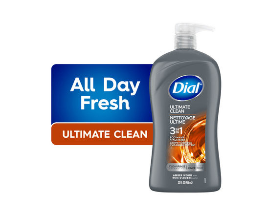 Dial Men 3in1, Body, Wash, Hair Wash, Face Wash, Amber Wood Scent, 946ml, Dermatologist Tested, Free from Silicones, Parabens, Phthalates - 946ml