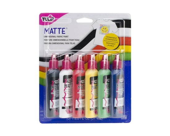 Peinture textile dimensionnelle mate Tulip, peinture liquide pour loisirs créatifs, lot de 6 flacons de 1,25 fl oz - 1,25 fl oz (Multicolore)