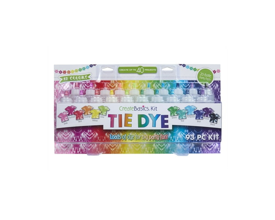Create Basics Tie Dye 12 Color Party Kit, 20 Bottles Included, Fun Party Activity, Birthday Gift, Fashion Art, Permanent & Vibrant Clothing Tie Dye Ki