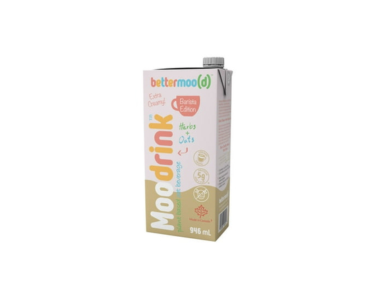 Bettermoo(d) Moodrink Boisson à l'avoine Barista, boisson végétale, sans produits laitiers, 946 ml, fabriquée au Canada - 946mL