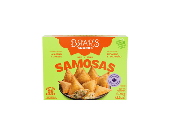 BRAR'S JALAPENO AND CHEESE SAMOSA, Pastry filled with savoury Jalapeno and cheese - 624 g