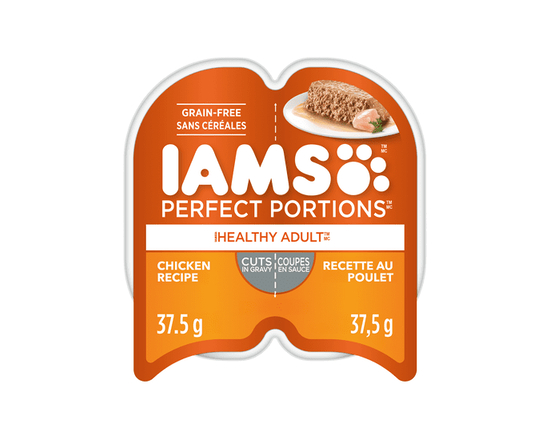 Nourriture humide sans céréales pour chats IAMS PERFECT PORTIONS Healthy Adult Coupes en sauce recette au poulet - Portion individuelle;Sans objet;Tai