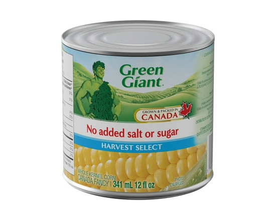 Green Giant Harvest Select Corn, No Added Salt or Sugar Whole Kernel Corn - 341 mL (12 fl oz)